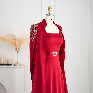 Jancember ชุดเดรส LSCZ25นางเงือกสำหรับตอนเย็นประดับลูกปัดย้อมสีแดงเรียบร้อยใหม่2023ชุดกระโปรงแบบถอดออกได้ - Product Image 3