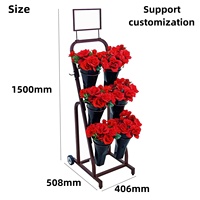 Rak Display Logam Modern untuk Toko, 6 Wadah, Bunga Kering & Segar, Tanaman Hias Buatan, Dekoratif, Hijau