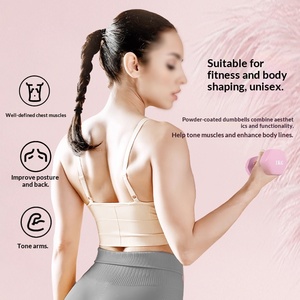 Haltères colorés transfrontaliers pour un succès durable, ensemble de deux pièces, pour exercices de saut pour femmes, en fonte massif, 1-10 kg, revêtement plastique - Product Image 5