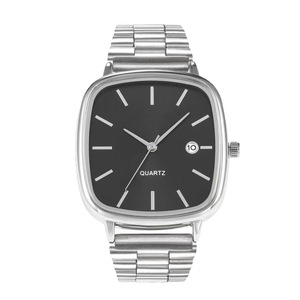 Orologi al Quarzo in Acciaio Inossidabile con Cinturino Retrò Argento, Calendario Reale, Quadrante Quadrato, Stile Lusso, Unisex, per Coppie, da Pendolare, Colore Oro Mattone - Product Image 5