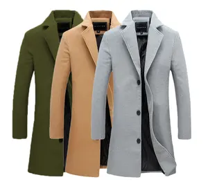 Im Winter Custom ong Solid Colo Woll mäntel Einreihiger Trenchcoat Plus Size Casual Fleece jacke