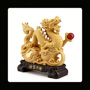 รูปปั้นมังกรจีนทำจากเรซิ่น งานศิลปะเพ้นท์มือ สำหรับตกแต่งบ้านภายใน - Product Image 4