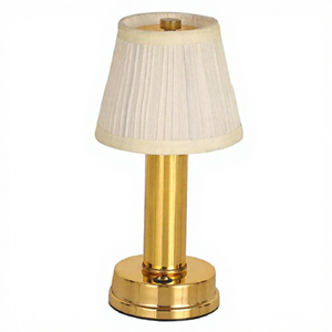 Luminária de Mesa Moderna LED Recarregável com Toque, Dimerizável, Abajur de Tecido Dourado Plissado, Carregamento Rápido Tipo-C, Iluminação Ambiente para Restaurantes - Product Image 2