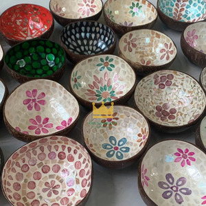 ชามเปลือกมะพร้าวฝังมุกอย่างประณีต ปลอดภัยสำหรับอาหาร ชามสลัดธรรมชาติ ใช้ซ้ำได้ ย่อยสลายได้ ราคาถูก - Product Image 6