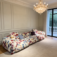 Italienisches Designer-Blumensofa-Set Einzigartig Bedruckter Plüschstoff Sektionale Couches Komfortabler Ästhetischer Lounge-Sitzsack