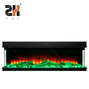 Zihanxuan nuovo design 42 "50" 60 "72" camino elettrico a 3 lati con fiamma a Led multicolore decorativa moderna
