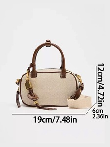 Mini Borsa Premium da Donna Marrone Scuro con Decorazione a Filo, Elegante Piccola Borsa a Secchiello con Chiusura a Cerniera, Borsa a Tracolla - Product Image 5
