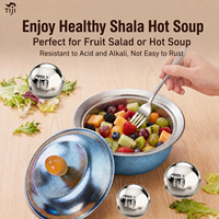 Mangkuk Salad Sup Pesta Ramah Lingkungan Berbahan Titanium Murni Dengan Dinding Ganda, Ringan, Tidak Beracun, Tahan Panas, Aman Untuk Mesin Cuci Piring.