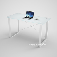 Table de maison Bureau de chambre Bureau d'écriture simple Table d'étude d'étudiant Table d'ordinateur en verre trempé simple