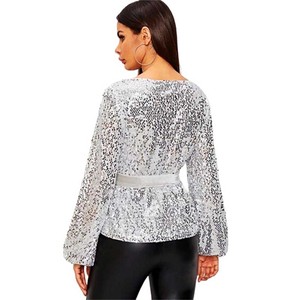 Camicie da <span class=keywords><strong>donna</strong></span> con paillettes al miglior prezzo all'ingrosso cintura <span class=keywords><strong>in</strong></span> <span class=keywords><strong>velluto</strong></span> vita camicette e camicie da <span class=keywords><strong>donna</strong></span> di moda pullover <span class=keywords><strong>camicia</strong></span> con paillettes da <span class=keywords><strong>donna</strong></span> - Product Image 5