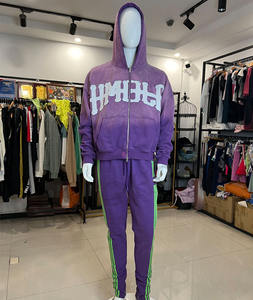 ชุดเสื้อฮู้ดมีซิปสำหรับผู้ชายชุดวอร์มปักลายแถบด้านข้าง - Product Image 5