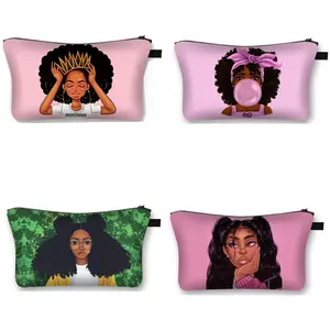 Cute Girl Print Cosmetische Case Afrika Vrouwen Portemonnee Zachte Dame Cosmetische Pouch