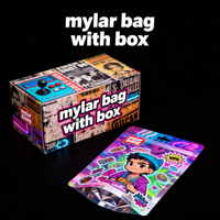 Sacs Mylar vides personnalisés de 3,5 g et boîte avec porte-clés, sacs Mylar découpés à la forme exotique pour produits comestibles de 7 g et 14 g avec boîte et jouet inclus