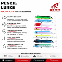 Leurre flottant Red Eyeds Pencil Lure pour la pêche au bar en eau salée et en rivière, action Walk the Dog, en ABS, échantillon gratuit, vente en gros
