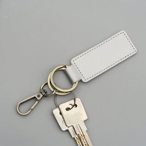 Cross-border PU Leather Embossed Logo Vintage Style Business Gifts Car Chain Pendant Model Rectangle 2 Keyrings Leather Key Fob - Product Image 6