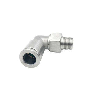 Connecteur coudé à 90 degrés en acier inoxydable à connexion rapide pour tuyau d'air et tube flexible PL8-02 - Product Image 1