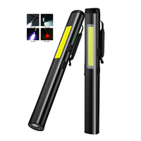 Mini lampe torche LED rechargeable étanche avec support de stylo, lumière latérale COB UV 500lm, batterie 14500, pour camping
