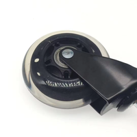 Roulettes de mobilier pivotantes DJ 75 mm (3 pouces) noires en PU avec tige, roulettes transparentes pour chaise de bureau
