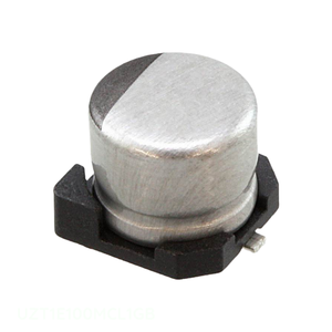 Condensador de Montaje Superficial de Canal del Fabricante, 10 uF, Aluminio, 10UF, 20%, 25V, SMD, UZT1E100MCL1GB - Product Image 1