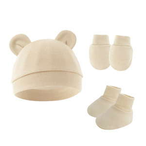 Nouveau bonnet <span class=keywords><strong>Mickey</strong></span> pour bébé, coton chaud uni, ensemble <span class=keywords><strong>de</strong></span> 3 pièces, bonnet, <span class=keywords><strong>gants</strong></span> et chaussettes pour nouveau-né, unisexe, couleur personnalisée - Product Image 6