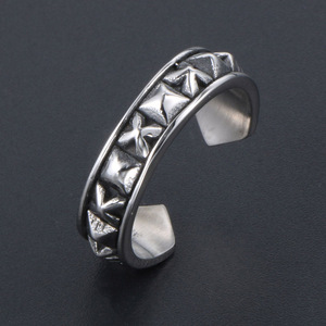 แหวนเปิดหลังรูปทรงพีระมิดสไตล์วินเทจ เครื่องประดับโลหะย้อนยุคสำหรับทุกเพศ SA923 - Product Image 2