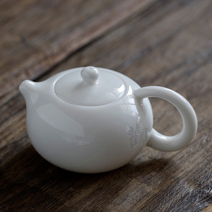 Dehua White Porcelain Teapot Small Round With Lid Lead Free Kung Fu <b>Tea</b> <b>Set</b> Gift - Product Image 3