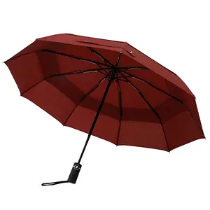 Custom printed parasol wind resistant premium,small folding auto open close Umbrellas with wood handle/