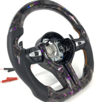 Volant en fibre de carbone compatible avec BMW F30 F32 F10 F20 F07 F01 E46 E60 E90, cuir noir, affichage LED, style sportif forgé