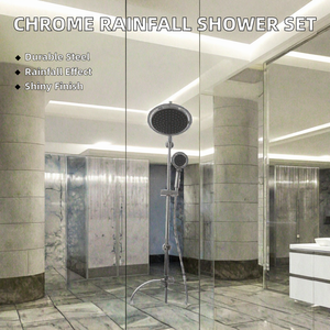 Ensemble de douche mural en acier inoxydable à trois poignées, style moderne, avec pommeau de douche carré effet pluie, finition polie YP-112 Polished S - Product Image 4