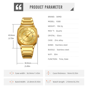 Nuevo Reloj de Cuarzo SKMEI 9380 para Hombre, de Lujo, para Negocios, Resistente al Agua 3ATM, Luminoso, de Acero Inoxidable, de Alta Calidad, con Diseño Simple de Dibujos Animados - Product Image 4