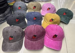 Nouvelle Arrivée Casquette de Baseball <span class=keywords><strong>Femme</strong></span> Effet Délavé Fraise, Style Trucker Tendance pour l'Extérieur, Polyvalente et Réglable, Protection Solaire avec Broderie 3D - Product Image 1