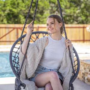 Silla Colgante de Macramé Tejida con Cuerda de Algodón y Flecos, para Exteriores, Jardín, Proveedor Exclusivo Transfronterizo - Product Image 5