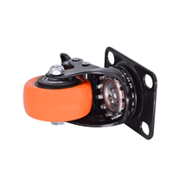Roulettes pivotantes en plastique PVC métallique orange plus petites avec roulements à billes, roulettes pivotantes de 2 pouces avec protections de roues