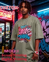 T-shirts DTF personnalisés surdimensionnés pour hommes, impression numérique, 100 % coton épais, respirants et anti-boulochage, vente en gros