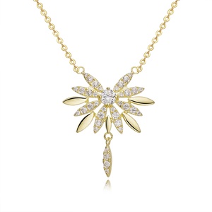 Custom 18K 14K 10K 9K <span class=keywords><strong>oro</strong></span> puro piccola collana <span class=keywords><strong>con</strong></span> ciondolo strass Hexawn stella catena per matrimoni - Product Image 1