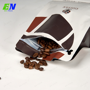 <span class=keywords><strong>Flexo</strong></span> in tùy chỉnh dây kéo túi giấy kraft trắng 12oz túi Cà phê với van wipf - Product Image 6