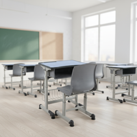 Chaise de bureau d'étude réglable en hauteur pour enfants, confortable, en métal, durable, écologique, moderne, avec plateau en bois, pour écoles primaires