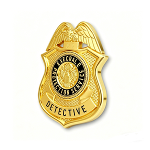 Badge de détective personnalisé en métal, emblème émaillé, écusson 2D plaqué or pour cosplay, remise de diplôme, cadeau d'Halloween - Product Image 2