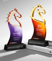 Nouveau Trophée Créatif en Métal et Cristal Année du Cheval 2026 pour Réunion Annuelle d'Entreprise, Plaque de Récompense pour Employés, Souvenir