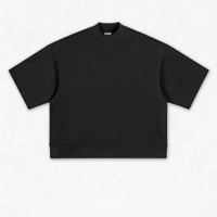 T-shirt Homme Col Montant Oversize en Coton Lourd 305 GSM Haute Qualité Respirant Style Hip Hop pour Streetwear Décontracté Marque Personnalisée OEM
