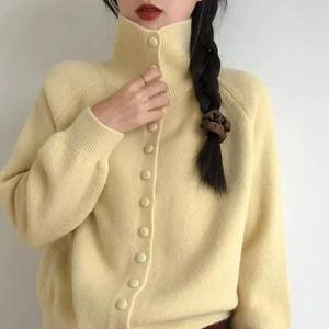 <span class=keywords><strong>Cardigan</strong></span> a collo alto lavorato a maglia 2024 autunno e inverno nuovo maglione sfuso coreano stile pigro - Product Image 6