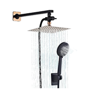 Robinet de douche mural moderne de luxe en laiton, ABS et acier inoxydable, avec pommeau de douche carré en céramique souple à poignée unique pour villa