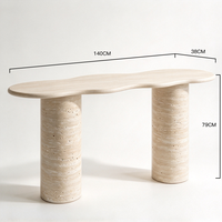 Table console d'entrée en marbre naturel Dream Home, plateau asymétrique, pieds en pierre coniques, pour une décoration d'entrée contemporaine