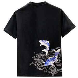 Maglietta Estiva da Uomo con Scollo a O, Ricamo Animale, Stile Cinese, Manica Corta, Viscosa ad Asciugatura Rapida 180-200g/m, Casual Trendy 2026 - Product Image 1