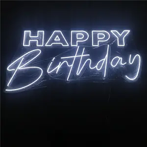 Décoration de fête de couleur changeante imperméable à l'eau led néon flexible joyeux anniversaire LED néon lettres signe