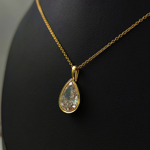 3.5CT DEF VVS Pear Cut White Lab Created Diamond 14K <strong>Solid</strong> <strong>Gold</strong> <strong>Pendant</strong> for Women - Product Image 3