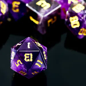 Set di dadi personalizzati RPG DND Dicedragons e dungeon di pietre preziose di cristallo viola