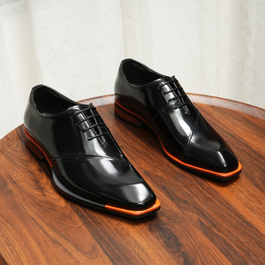 Nuevos Zapatos Formales de Cuero de Lujo para Hombre, con Punta Cuadrada, Estilo Oxford, Brillantes, para Bodas y Negocios, con Aumento de Altura - Product Image 4