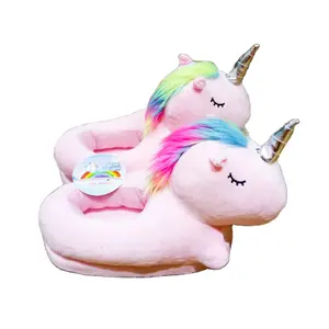 Lighting slippers Cosplay Unicorn plush shoes home slippers indoor shoes hotel plush slippers