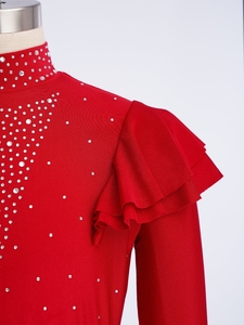 Costumes de danse contemporaine pour filles de 6 à 14 ans, tenue de danse lyrique pour compétition, haut court avec pantalon évasé, spectacles sur scène - Product Image 5